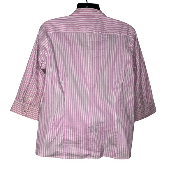 Riders by Lee Striped Long Sleeve Blouse (Size:1X, Color:Pink/Gray/White) - Picture 2 of 4